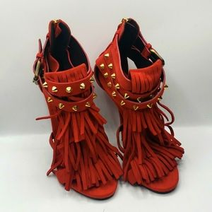 GIUSEPPE ZANOTTI USED ITEM SIZE 39 COLOR RED 100% AUTHENTIC & DUST BAG